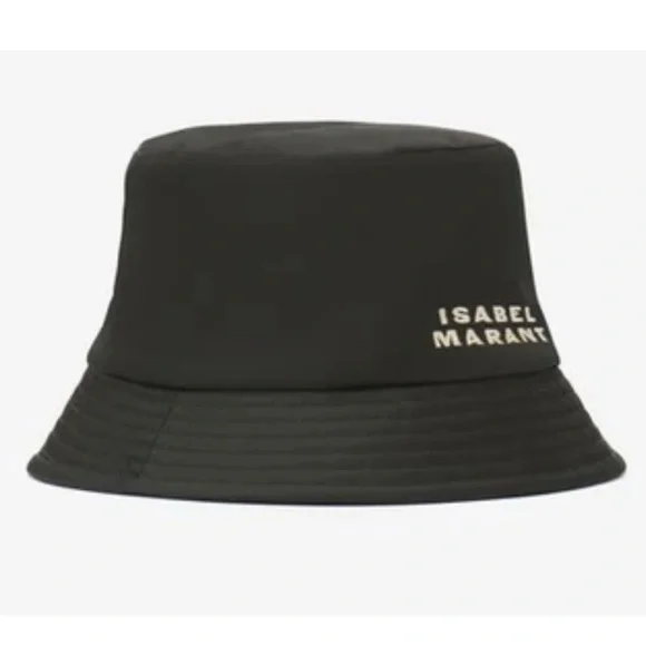 ISABEL MARANT Haley logo-embroidered bucket hat black white logo size 57” Medium - Picture 5 of 11